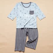 男童七分袖家居服套装莫代尔棉中大儿童睡衣夏季薄款小孩八九分裤