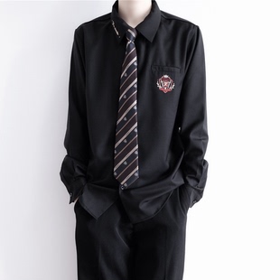 刺篇原创jkdk制服，正版日系黑白色刺绣，衬衣男女长袖衬衫上衣