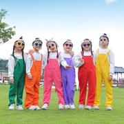 儿童啦啦队演出服幼儿园，合唱表演服小学生运动会糖果，色背带裤服装
