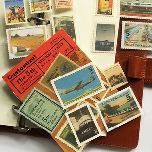 经典复古怀旧邮票旅行贴纸，邮戳装饰手帐杯子手机，贴画标签封口贴纸