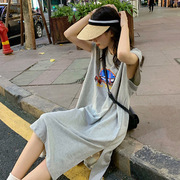 韩版女装背心T恤长裙女ins2024夏季原宿风学生连衣裙