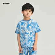 rbigx瑞比克童装夏季儿童，纯棉短袖t恤男童时尚潮流套装上衣
