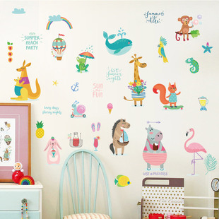 急速儿童房间装饰画可移除客厅宝宝量身高尺卡通身高贴纸玻璃