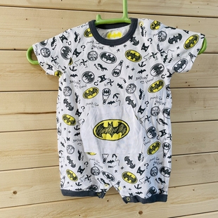 美单夏装宝宝衣服婴儿卡通超人蝙蝠侠造型平角哈衣儿童时尚爬服棉