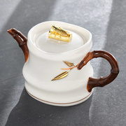 羊脂玉茶壶陶瓷单壶家用大容量，泡茶壶唐月窑知足中式功夫茶具套装