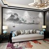 新中式意境水墨山水沙发卧室，客厅影视墙，壁画电视背景墙壁纸壁