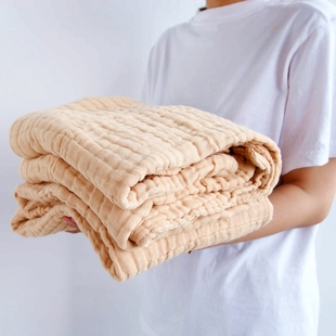 六层彩棉纱布被宝宝口水巾，婴儿浴巾超柔吸水全棉，包裹巾无染色a类