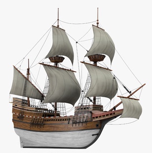 1：96 五月花号木制帆船模型套件 世铖模型出品 W9603