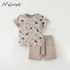 malwee男童套装夏季欧美中小童宝宝休闲圆领，短袖短裤两件套