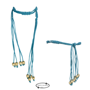 短款|孔雀绿民族风手工编织串珠，腰带装饰配饰流苏简约腰链围巾