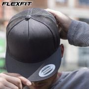 FLEXFIT 经典卡车司机帽透气网眼平沿帽男士大头围棒球帽嘻哈帽