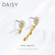 英国DAISY BEAUTY设计感银耳环不对称雏菊耳饰原创高级饰品礼物
