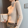 加绒半高领毛衣打底衫女2023年冬季韩版内搭修身显瘦针织上衣