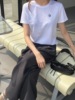 创意圆领丝光棉修身T恤女2024夏季韩版百搭显瘦短袖打底衫