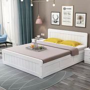 .实木床1m1.2m1.5米双人床，主卧1h.8简易卧室气压高箱床收纳床