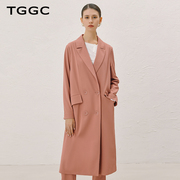 tggc台绣风衣，2024年春季长袖宽松减龄设计感女士中长款外套