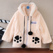 秋冬羊羔绒长袖外套儿童装，亲子装大熊猫卡通可爱棉服保暖