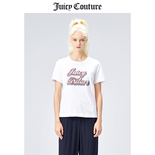 Juicy Couture橘滋美式夏季纯棉印花半袖上衣女百搭短袖T恤女