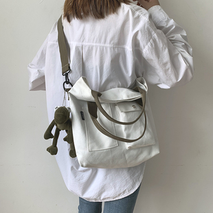 包包女2024潮韩版时尚托特帆布包百搭斜挎包，大容量单肩手提包