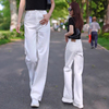 白色软直筒牛仔裤女夏季薄款2024年高腰窄版阔腿女裤夏天裤子