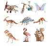 木制动物恐龙数字，模型拼装儿童3d立体拼图益智玩具学生奖品