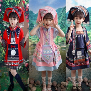 广西丽江三部曲三月三民族舞蹈演出服装儿童表演幸福山歌哈尼宝贝