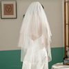 新娘头纱多层次白色珍珠头纱结婚礼主婚纱头饰造型写真旅拍照道具