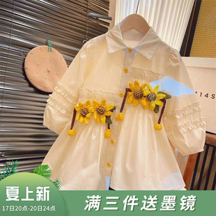 韩韩良品女童洋气长袖，衬衫裙2023秋装，韩版森系连衣裙