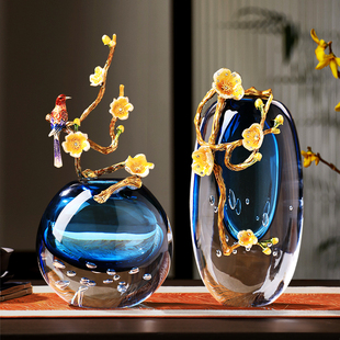 轻奢琉璃花瓶摆件高级感水晶玻璃客厅玄关酒柜摆设高档家居装饰品