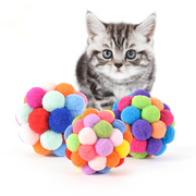 吸猫族上瘾毛线球逗猫玩具，猫用品七彩虹自动逗球猫磨牙球微弹力球