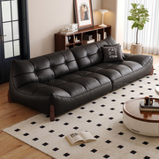 法莎蒂皮艺沙发意式极简猫抓皮客厅简约设计师创意棕色复古小户型