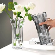 花瓶轻奢高端水养玻璃花瓶，办公室餐桌水晶花瓶，摆件玻璃花瓶