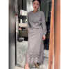 韩版蕾丝镂空休闲套装，女2024春季宽松显瘦高级感卫衣长裙套装