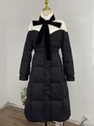 90鹅绒黑色拼接羽绒服女冬长款设计感高级感超好看外套