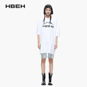 HBEH惠文龙 2022春季 长款宽松纯色短袖字母T恤