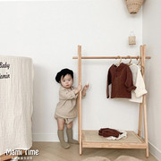 韩国ins实木儿童衣帽架落地客厅，卧室置物架幼儿园简易挂衣服架子