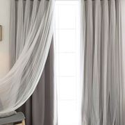 简约时尚窗帘成品婚房客厅飘窗窗，帘布纯色全遮光清新窗帘