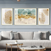 现代简约客厅装饰画沙发背景墙挂画抽象轻奢餐厅三联晶瓷挂画