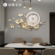 福雕家饰创意个性p简约现代时尚艺术钟表，家用客厅时钟墙上餐