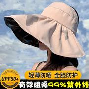 帽子遮阳帽女夏防晒空顶帽，遮脸出游凉帽，可折叠防紫外线太阳帽
