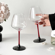 欧式黑领结勃艮第红酒杯高颜值水晶高脚杯葡萄酒杯香槟杯玻璃杯子