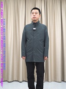 灰绿色风衣男 中长款立领 商务休闲 普洛克24春 偏厚派克外套