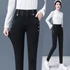 黑色牛仔裤女2021年秋冬季高腰，直筒小脚哈伦，裤弹力铅笔长裤子