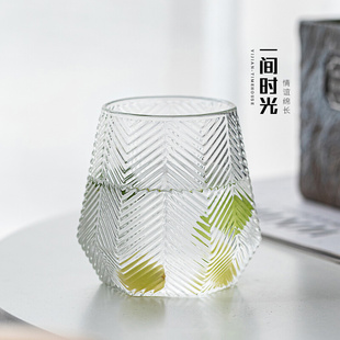 北欧创意钻石玻璃杯ins透明家用喝水子，杯果汁杯冷饮杯威士忌酒杯