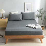 日式纯棉素色床笠水洗棉床垫，保护套1.5米防尘全s棉床罩隔脏1.