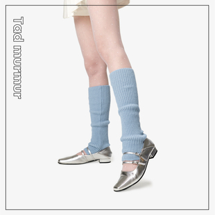 纯色芭蕾风时尚针织袜套小众踩脚袜套蓝色白色百搭少女堆堆腿套