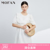 mofan摩凡甜美泡泡袖公主，裙女春夏装，优雅白色显瘦温柔风连衣裙