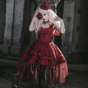 Alice girl原创 Lolita泣血玫瑰 芭蕾吊带搭半裙两件套连衣裙