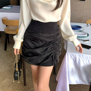 麦诺伊优雅系列2024春夏气质通勤纯色高腰半身裙包臀花苞短裙