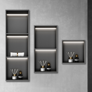 不锈钢壁龛柜双层隔板金属电视柜壁龛嵌入式成品卫生间浴室置物架
